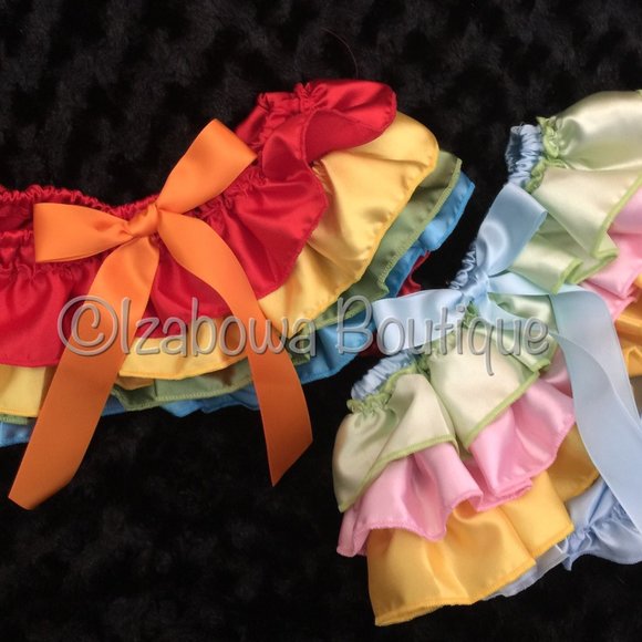 Pastel Rainbow Satin Ruffle Bloomer - Ruffle Butt - Picture 3 of 3